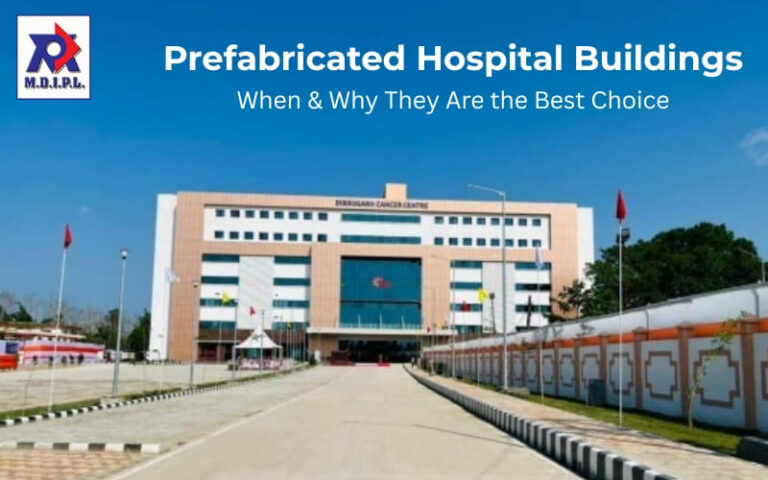 Prefabricated hospital buildings designed for fast construction, modern healthcare infrastructure, and efficient patient care