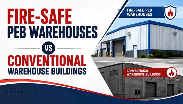 Fire-Safe PEB Warehouses compared with conventional warehouse buildings for industrial applications